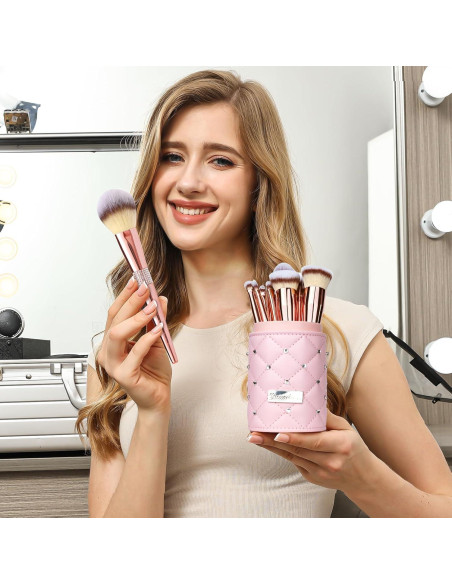Conjunto de Pinceles de Maquillaje Bueart Design 16 Piezas Oro Rosa