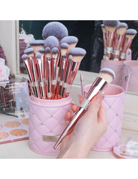 Conjunto de Pinceles de Maquillaje Bueart Design 16 Piezas Oro Rosa