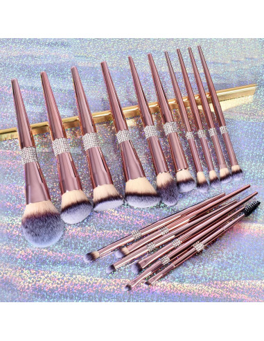 Conjunto de Pinceles de Maquillaje Bueart Design 16 Piezas Oro Rosa
