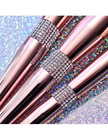 Conjunto de Pinceles de Maquillaje Bueart Design 16 Piezas Oro Rosa