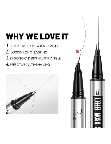 Lápiz de Cejas 2 en 1 Pudaier Marrón Natural a Prueba de Agua