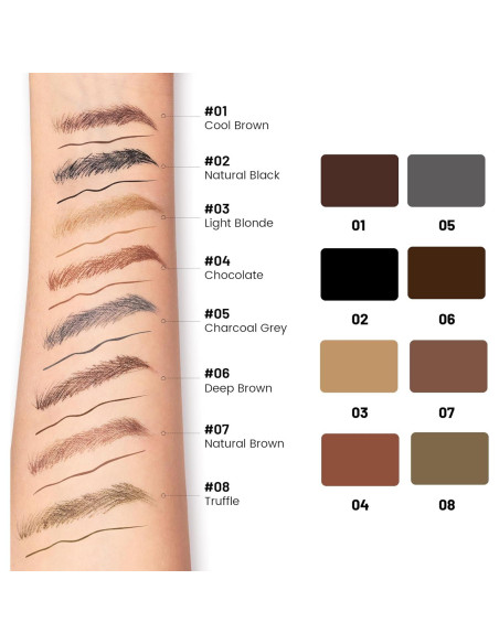 Lápiz de Cejas 2 en 1 Pudaier Marrón Natural a Prueba de Agua