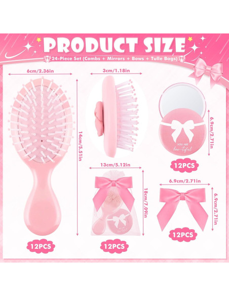 Conjunto de 12 Favoritos de Fiesta Rosa JolliKids con Espejo y Cepillo