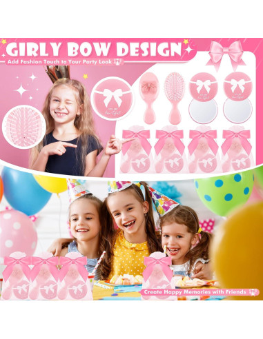 Conjunto de 12 Favoritos de Fiesta Rosa JolliKids con Espejo y Cepillo