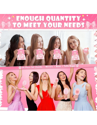 Conjunto de 12 Favoritos de Fiesta Rosa JolliKids con Espejo y Cepillo