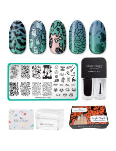 Kit de Estampado de Uñas Halloween Maniology - Placa, Esmalte, Top Coat