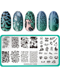 Kit de Estampado de Uñas Halloween Maniology - Placa, Esmalte, Top Coat 2