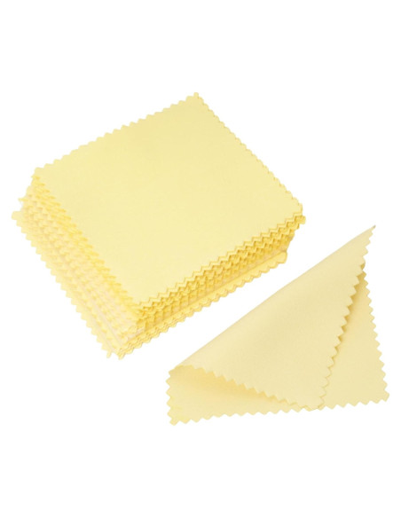 100 Paños de Limpieza de Joyería Amarillo 8x8cm Reutilizables