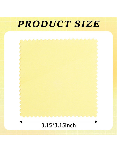 100 Paños de Limpieza de Joyería Amarillo 8x8cm Reutilizables