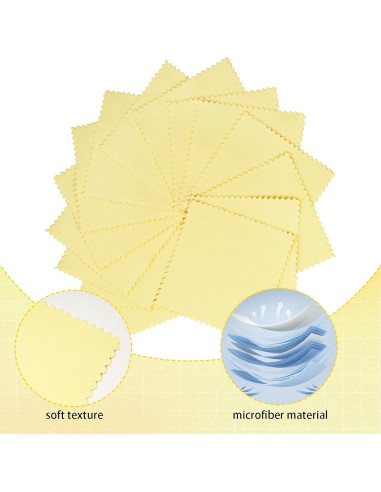 100 Paños de Limpieza de Joyería Amarillo 8x8cm Reutilizables