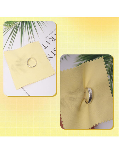 100 Paños de Limpieza de Joyería Amarillo 8x8cm Reutilizables