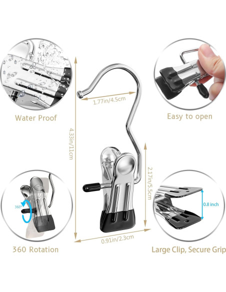 Perchas para Pantalones con Clips Organizador 12 Clips + 3 Ganchos