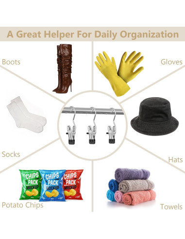 Perchas para Pantalones con Clips Organizador 12 Clips + 3 Ganchos