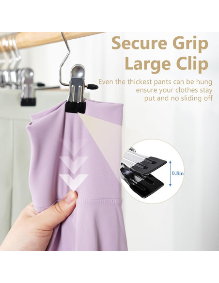 Perchas para Pantalones con Clips Organizador 12 Clips + 3 Ganchos