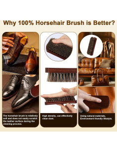 Cepillo de Zapatos Profesional Lyssra 100% Caballo Suave 2