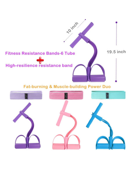 Tirador de Tobillo Gcoujrl 6 Tubos + 21 Bandas de Resistencia