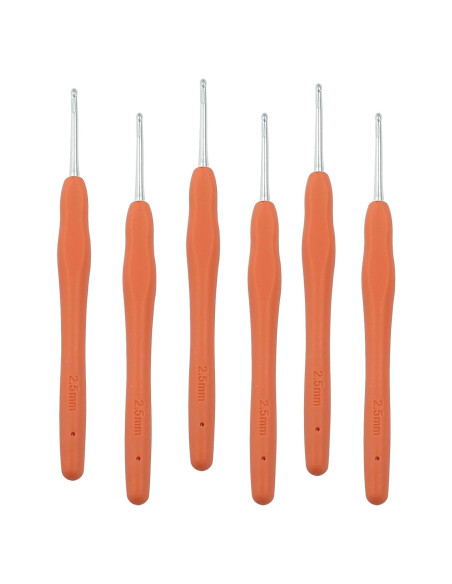 Juego de 6 Ganchos de Crochet 2.5mm Suiwotin Ergonómicos