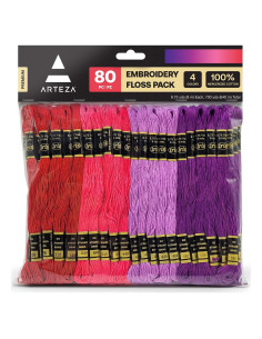 ARTEZA Hilo de Bordado 80 Madejas Algodón Mercerizado 640m