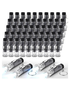 50 Mini Linternas Llaveros Jexine LED Portátiles Negras