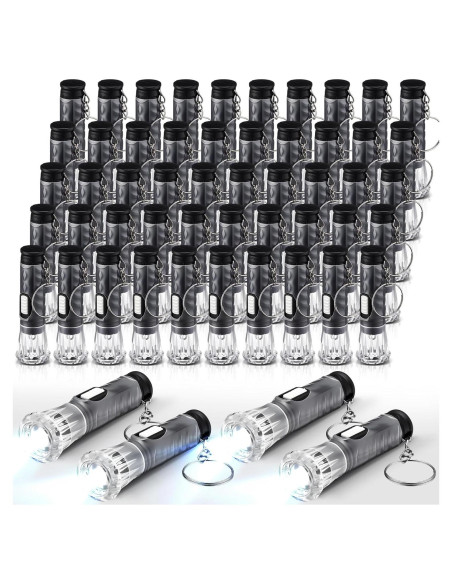 50 Mini Linternas Llaveros Jexine LED Portátiles Negras