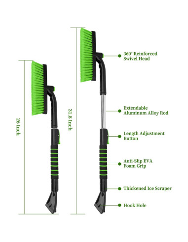 Raspador de Hielo SEAAES con Cepillo de Nieve Extensible 80.8 cm