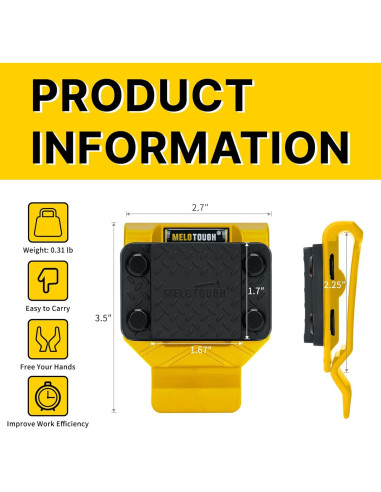 Soporte Magnético para Herramientas MELOTOUGH Amarillo - Clip N48