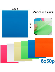 300 Hojas Notas Adhesivas Transparentes EOMTUR 7.6x7.6 cm 2