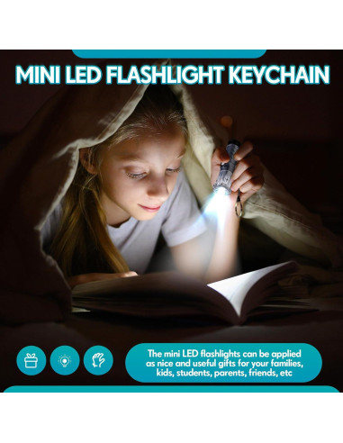 50 Mini Linternas Llaveros Jexine LED Portátiles Negras