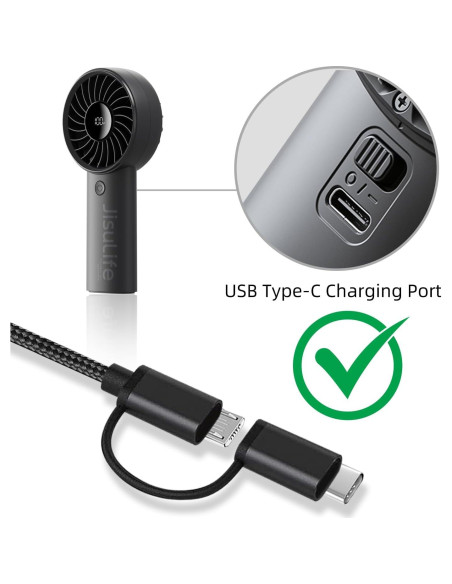 Cargador 2 en 1 para Ventiladores Portátiles USB Tipo C y Micro USB