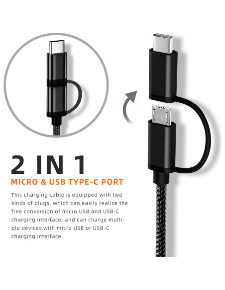 Cargador 2 en 1 para Ventiladores Portátiles USB Tipo C y Micro USB