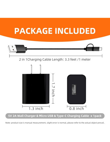 Cargador 2 en 1 para Ventiladores Portátiles USB Tipo C y Micro USB