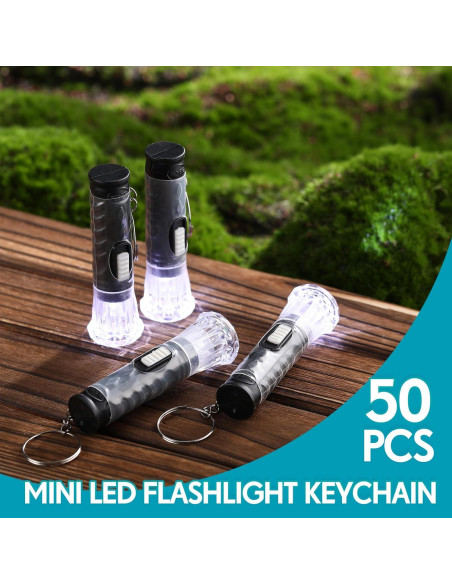 50 Mini Linternas Llaveros Jexine LED Portátiles Negras