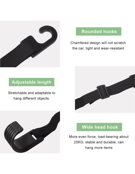 Ganchos para Reposacabezas de Auto ZNDAW 2 Pcs Ajustables