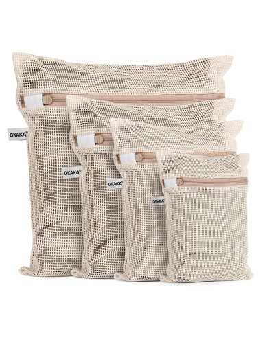 Set de 4 Bolsas de Malla para Lavandería OKAKA 100% Algodón