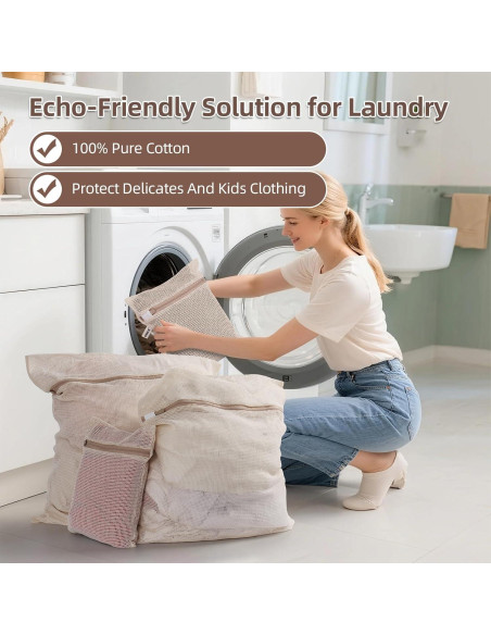 Set de 4 Bolsas de Malla para Lavandería OKAKA 100% Algodón