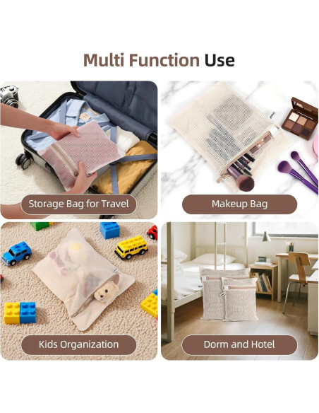 Set de 4 Bolsas de Malla para Lavandería OKAKA 100% Algodón