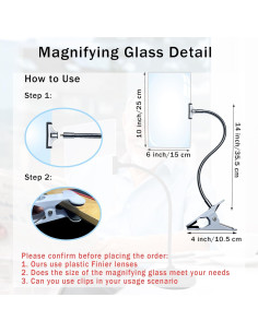 Lupa SADIKALO 10"x6" con clip y cuello de ganso 4X 2