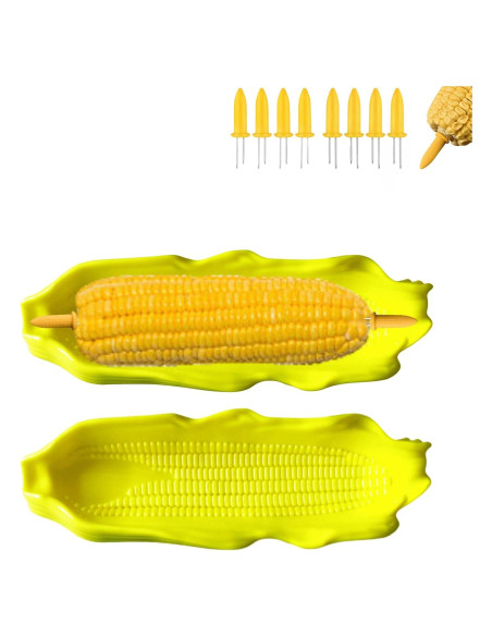 Conjunto de 4 Platos de Maíz y 8 Sujetadores KKpxafl Amarillo