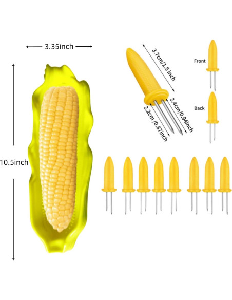 Conjunto de 4 Platos de Maíz y 8 Sujetadores KKpxafl Amarillo