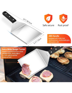 Prensa de Hamburguesas de Hierro Fundido y Espátula Leonyo 18 cm 2