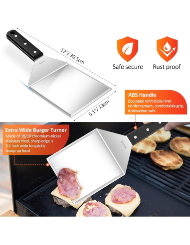 Prensa de Hamburguesas de Hierro Fundido y Espátula Leonyo 18 cm