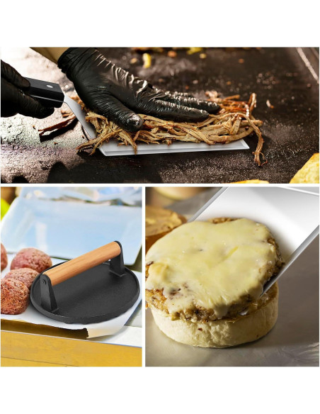 Prensa de Hamburguesas de Hierro Fundido y Espátula Leonyo 18 cm