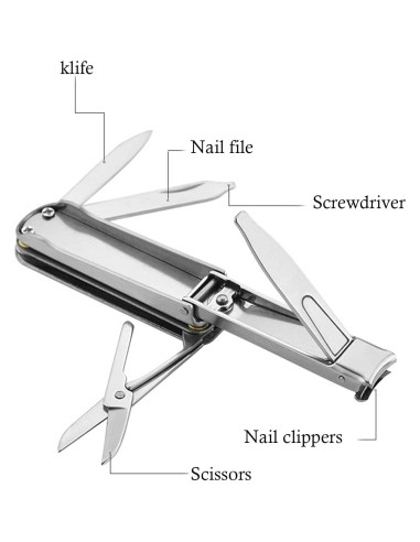 Cortauñas 5 en 1 Dakexiong Plegable con Llavero y Tijeras