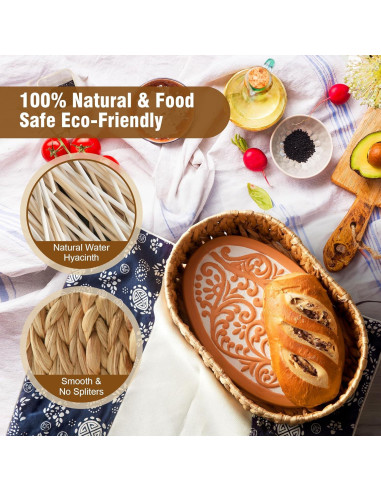 Cesta Calentadora de Pan RusicEss con Piedra de Terracota