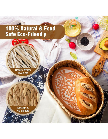 Cesta Calentadora de Pan RusicEss con Piedra de Terracota