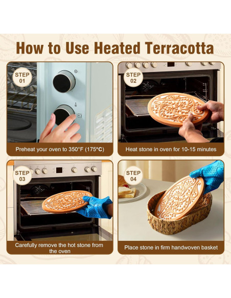 Cesta Calentadora de Pan RusicEss con Piedra de Terracota