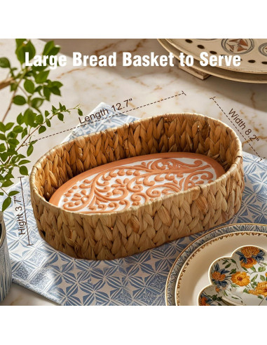 Cesta Calentadora de Pan RusicEss con Piedra de Terracota