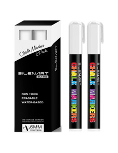 Marcadores de Tiza Líquida Blanca SILENART - Paquete de 2