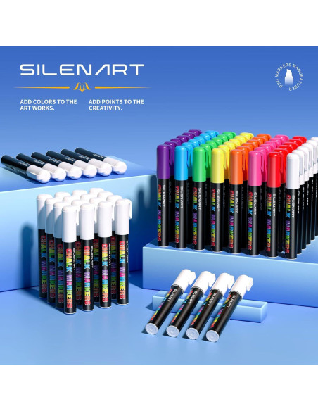 Marcadores de Tiza Líquida Blanca SILENART - Paquete de 2