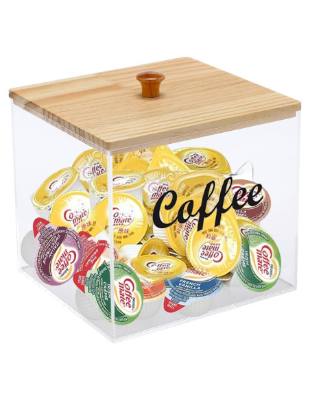 Organizador de Cápsulas de Café Gdfjiy con Tapa de Bambú